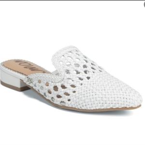 EUC! Sam Edelman Navya Clara White Woven Leather Mules